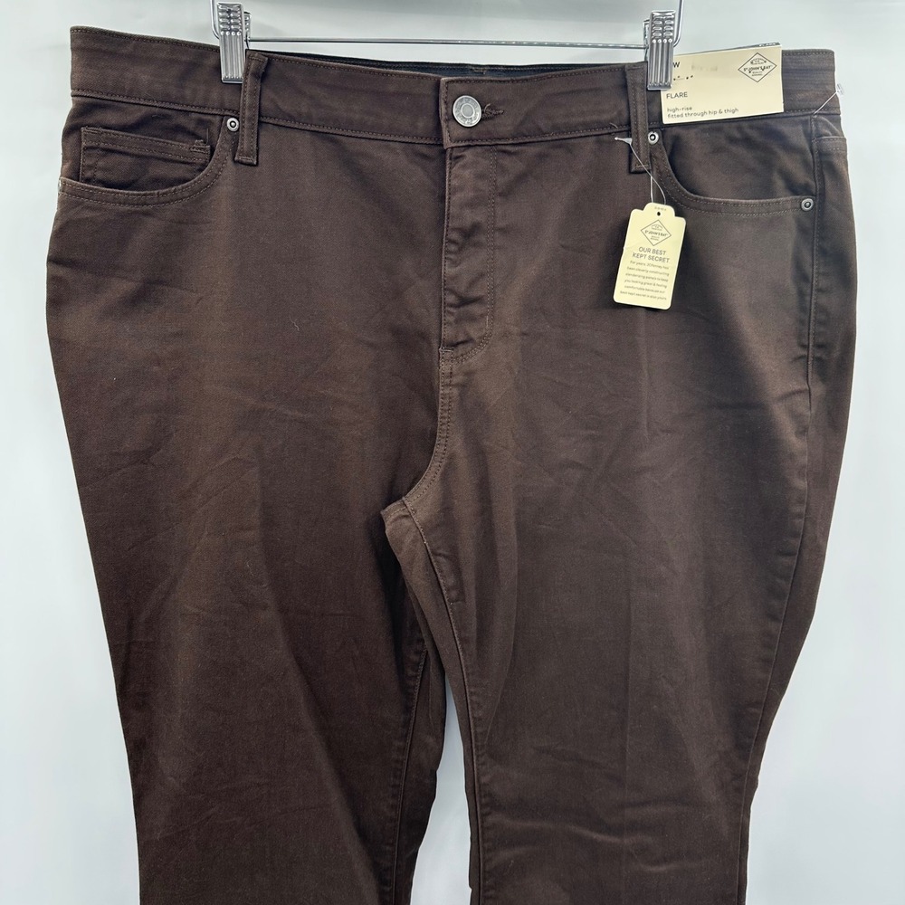 St. Johns Bay Womens 20W Flare Pants Brown Secretly Slender Comfort Waist NEW